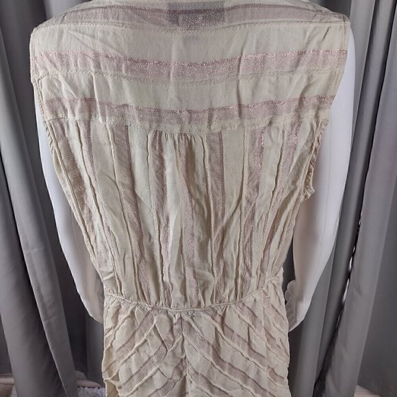 Lane Bryant Womens Cotton Blend Cream Pink Stripe Sleeveless Button Up Top Sz 16 - Picture 4 of 11